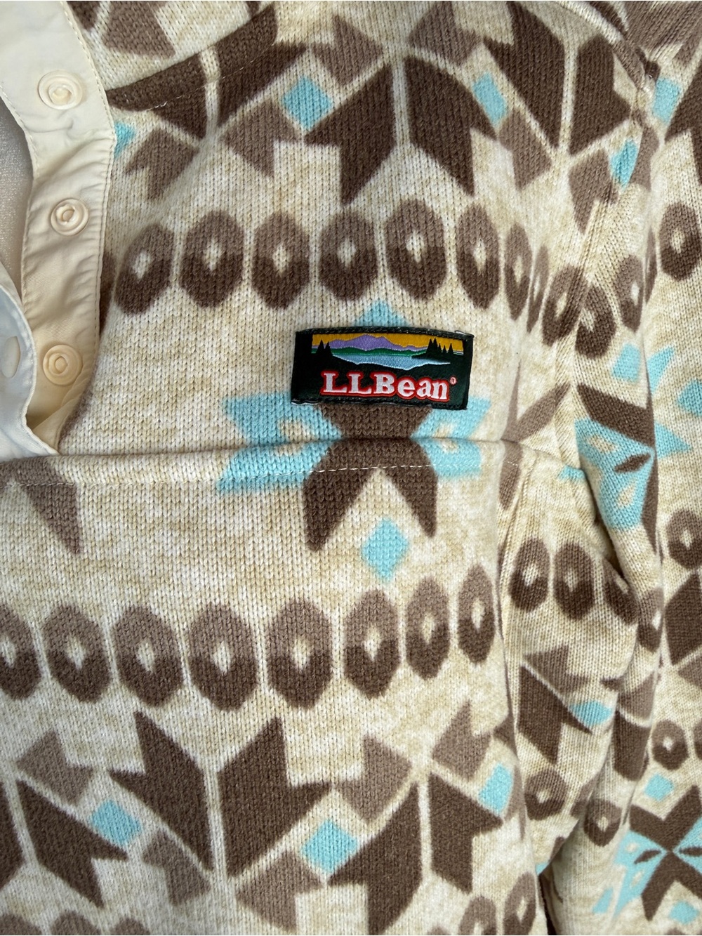 L.L. Bean Nordic Fair Isle Snap Pullover - Picture 3 of 5